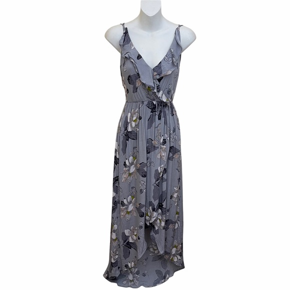 ASTR Grey Dress Floral High Low Multi Gray Size Small - Picture 2 of 13